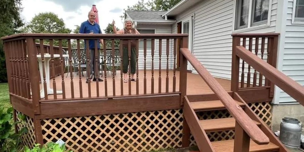 Custom-built backyard deck by Eled Decking in Long Island