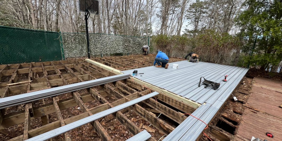 Composite deck installed by Eled Decking in Long Island backyard