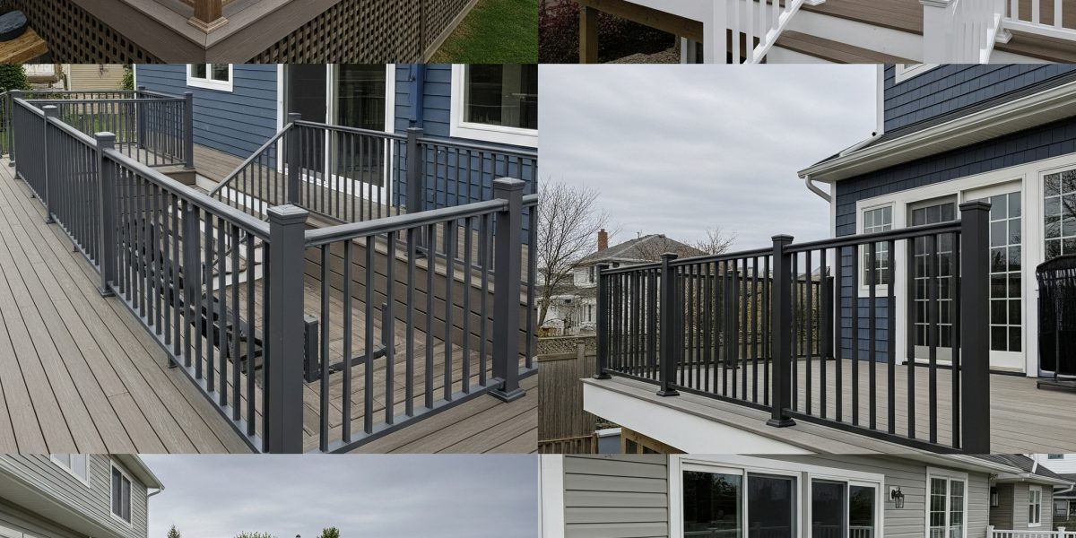 Modern deck with custom aluminum and cable railing in Long Island by Eled Decking